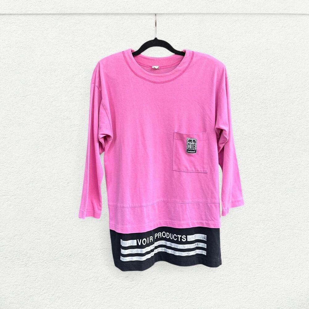 Vintage Voir Products Long Sleeve T-Shirt in Pink & Black